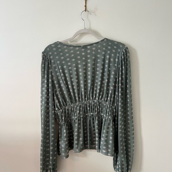 Madison & Berkeley Olive Polka Dot Blouse - Picture 4 of 4